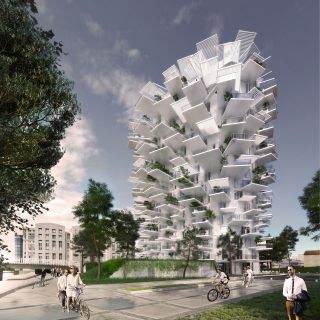 Batiment L’Arbre Blanc à Montpellier, avec menuiseries Kawneer